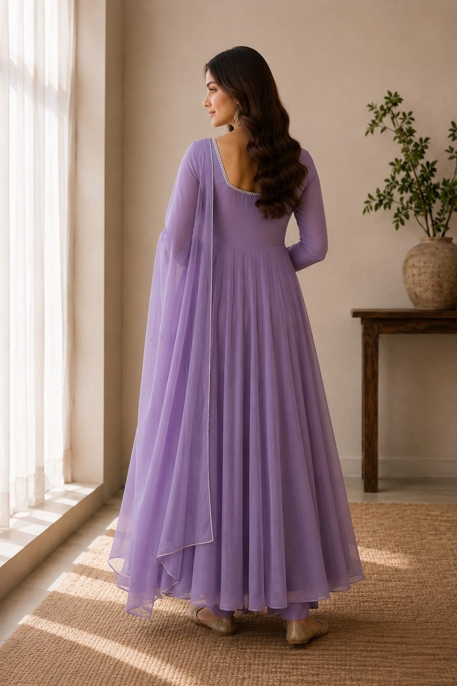 Embellished Georgette Anarkali Set - Lavender back