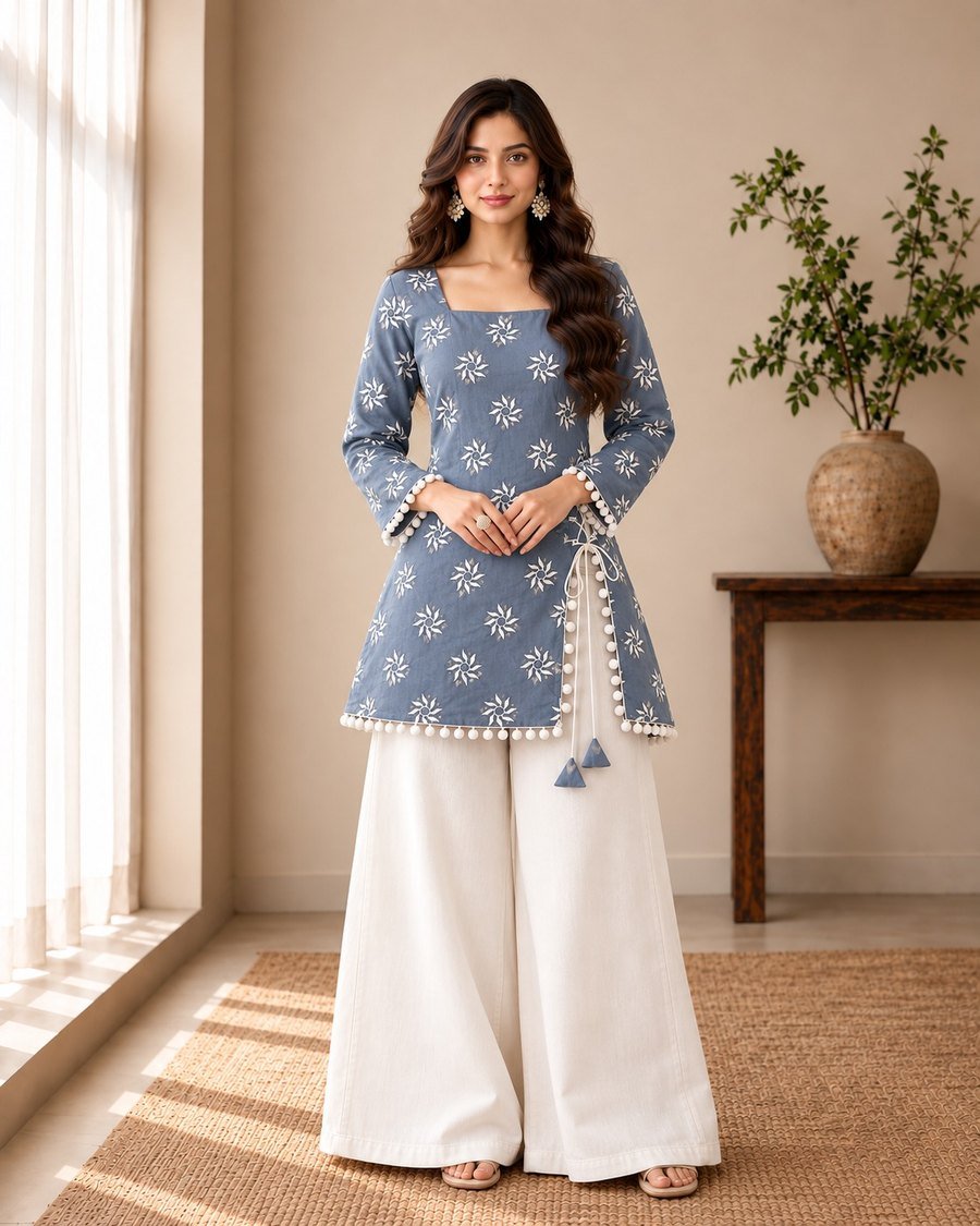 Mehar short kurti - Blue front